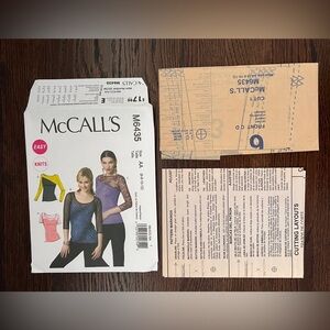 McCall's M6435 Sewing Pattern for Knit Tops AA 6,8,10,12